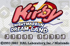 Kirby - Nightmare in Dream Land Title Screen
